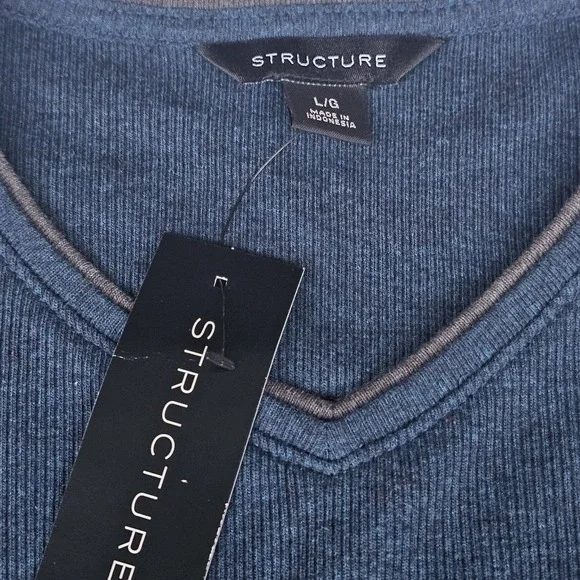 Structure Sweater Double Vee Men's Size Large Blue NWT Long Sleeve Very Soft! - Picture 2 of 7